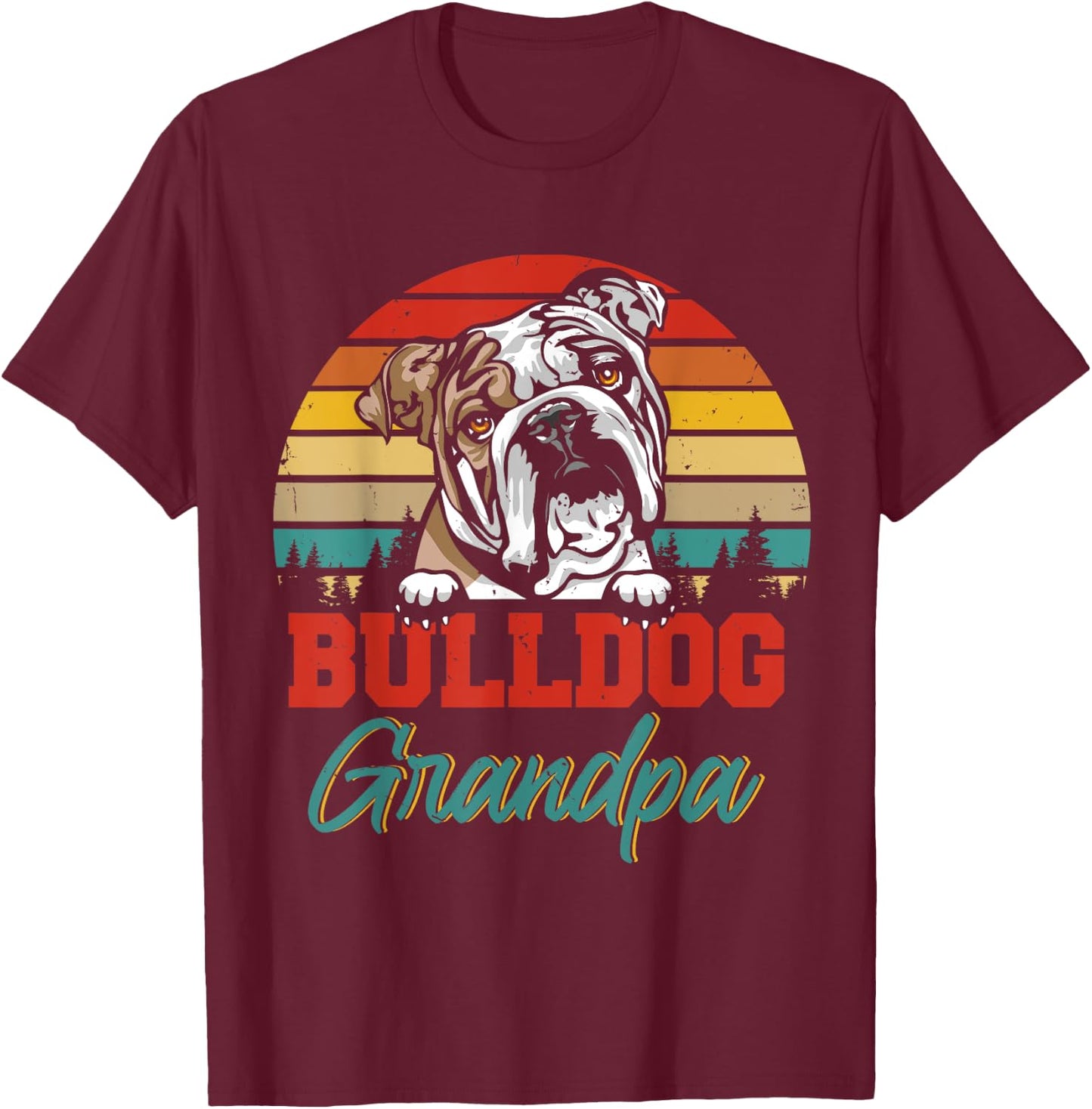 Vintage Retro Bulldog Grandpa Cool Father's Day Dog Lover Women T-Shirt - T-Shirt | Maroon