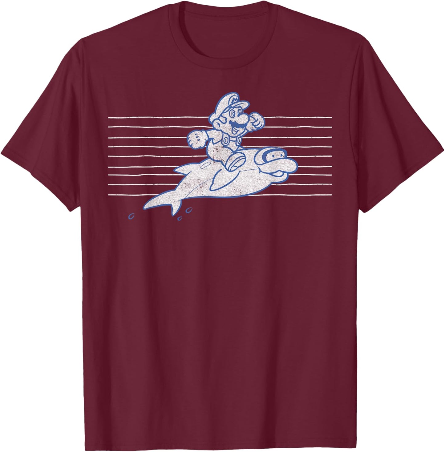 Nintendo Super Mario Swimming With Friends T-Shirt - T-Shirt | Maroon