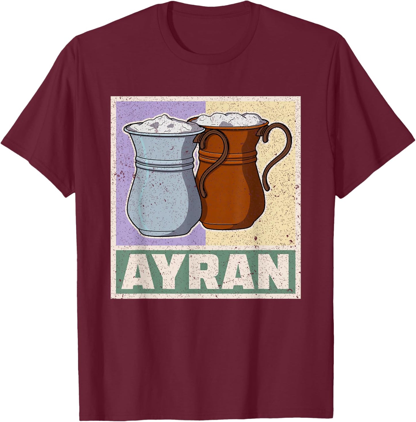 Ayran Turkey food national souvenir yogurt drink cuisine T-Shirt - T-Shirt | Maroon