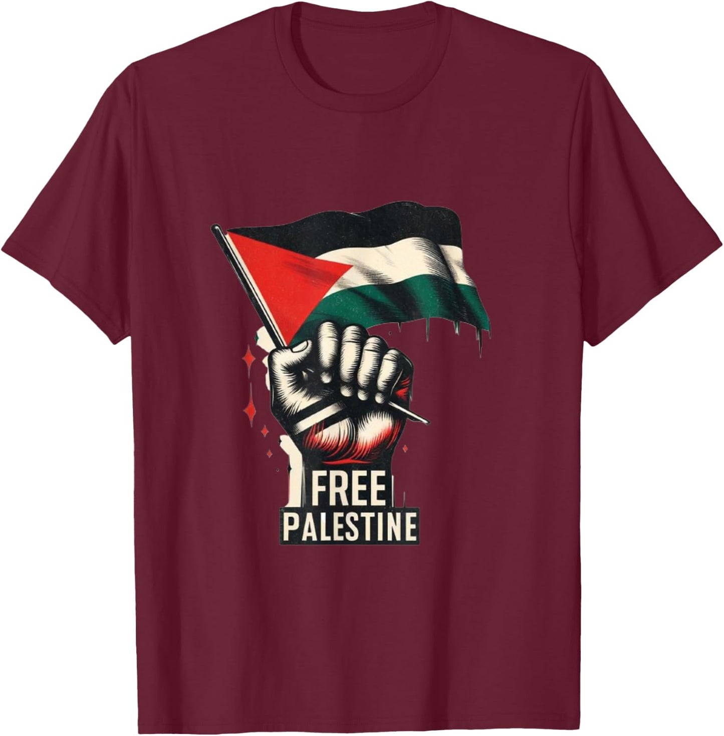 Free Palestine, Palestine, Gaza, Palestinian Pride Gift , Black, S T-Shirt - T-Shirt | Maroon