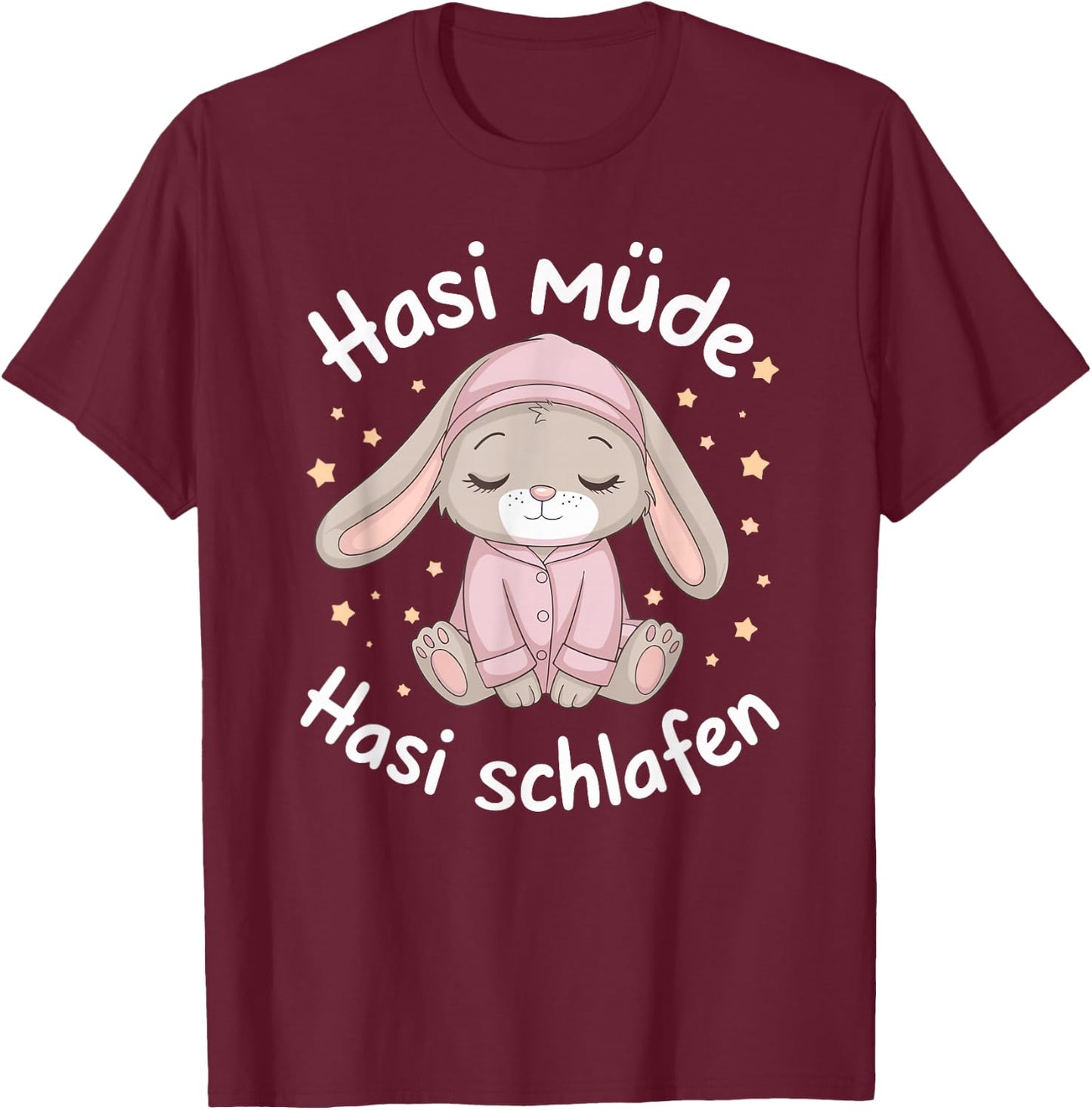 Hasi Tired Hasi Sleeping Shirt Rabbit Bunny , black T-Shirt - T-Shirt | Maroon