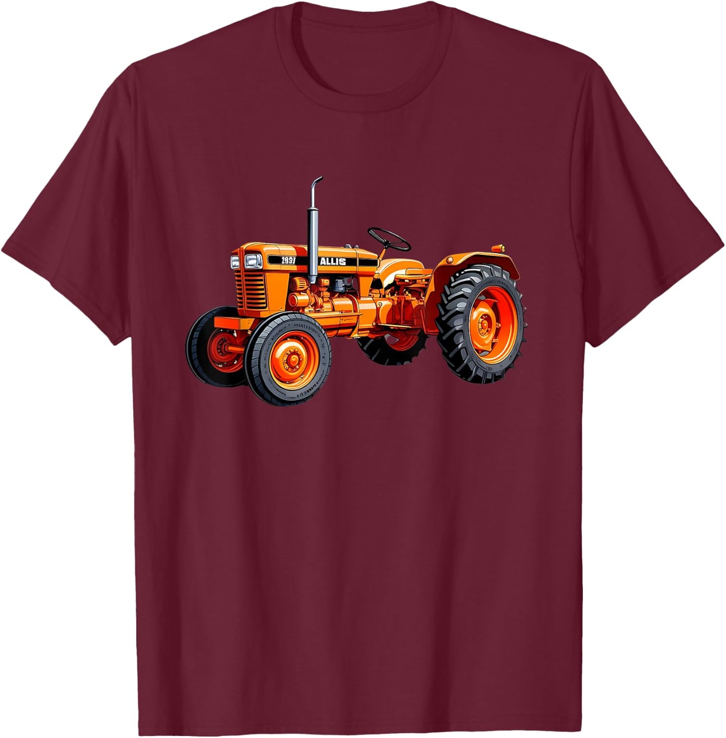 Classic Orange Tractor Retro Farming Design T-Shirt - T-Shirt | Maroon