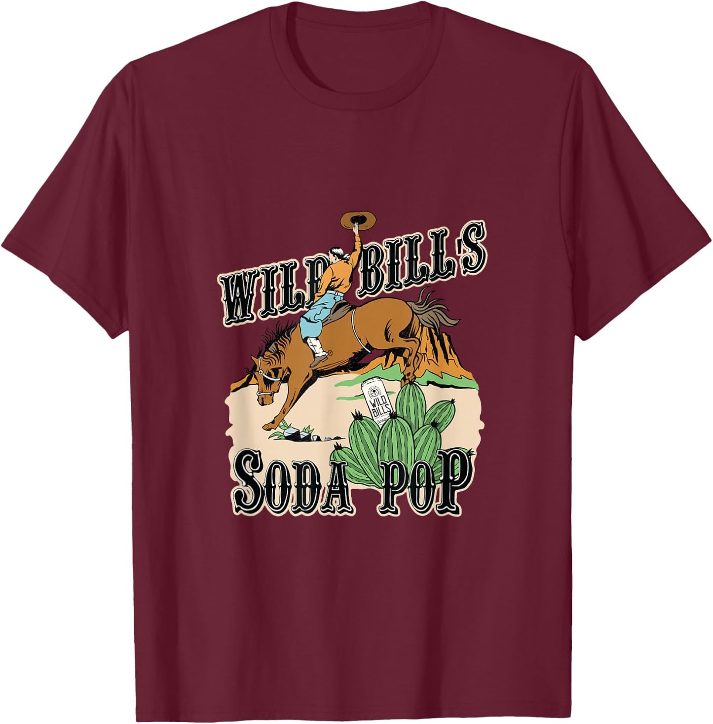 Buckin' Bronco Desert: Wild Bill's Classic Sarsaparilla T-Shirt - T-Shirt | Maroon