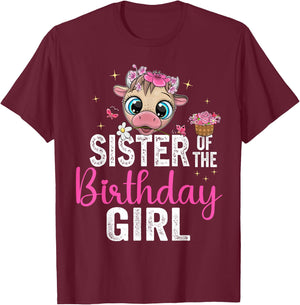 Sister Of The Birthday Girl Shirt Cow 1St Birthday Girl T-Shirt - T-Shirt | Maroon