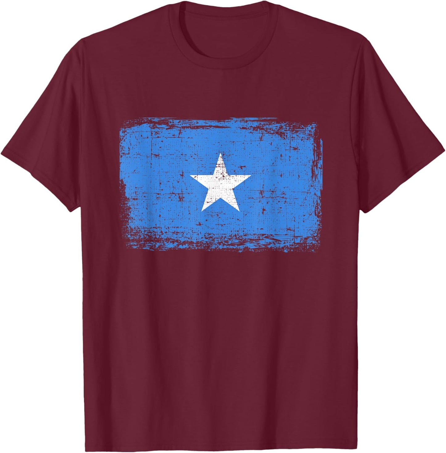 Somalia Flag T Shirt Distressed Vintage T-Shirt - T-Shirt | Maroon