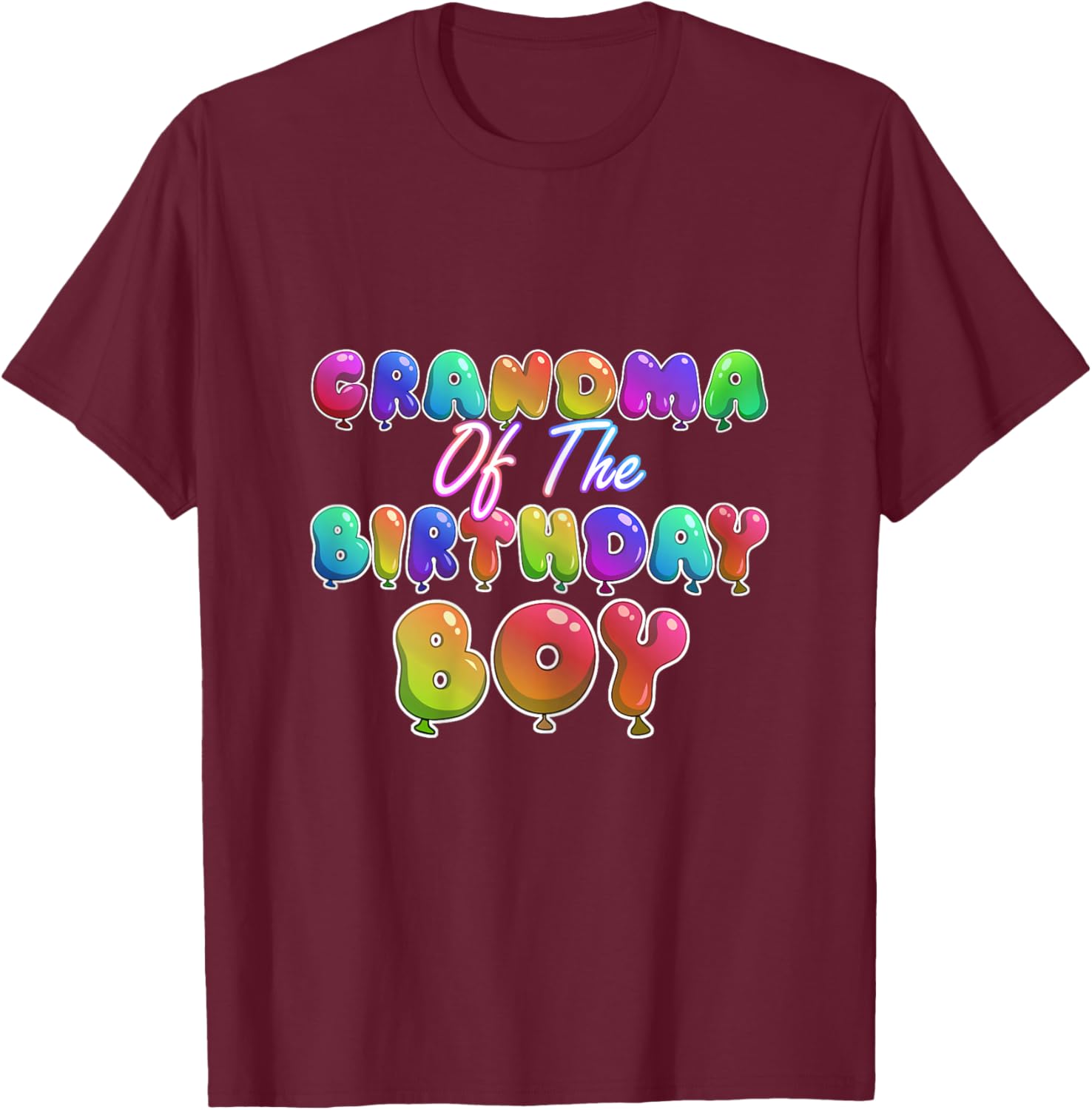 Grandma Of The Birthday Boy Balloon Boys Party T-Shirt - T-Shirt | Maroon