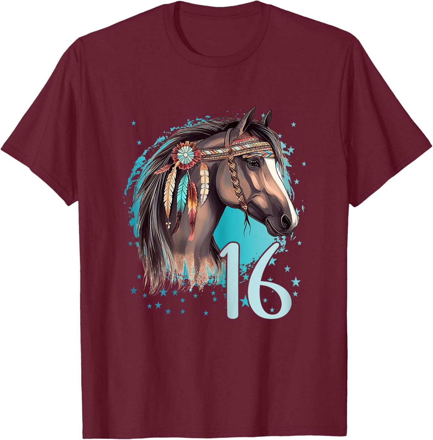 16th Birthday Horse Girl sixteen I Am 16 Birthday Girl T-Shirt - T-Shirt | Maroon