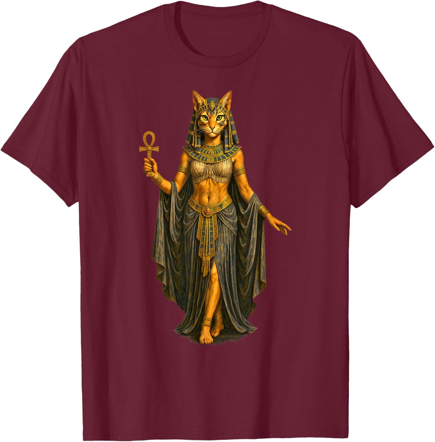 Bastet Egyptian Cat Feline Goddess T-Shirt - T-Shirt | Maroon