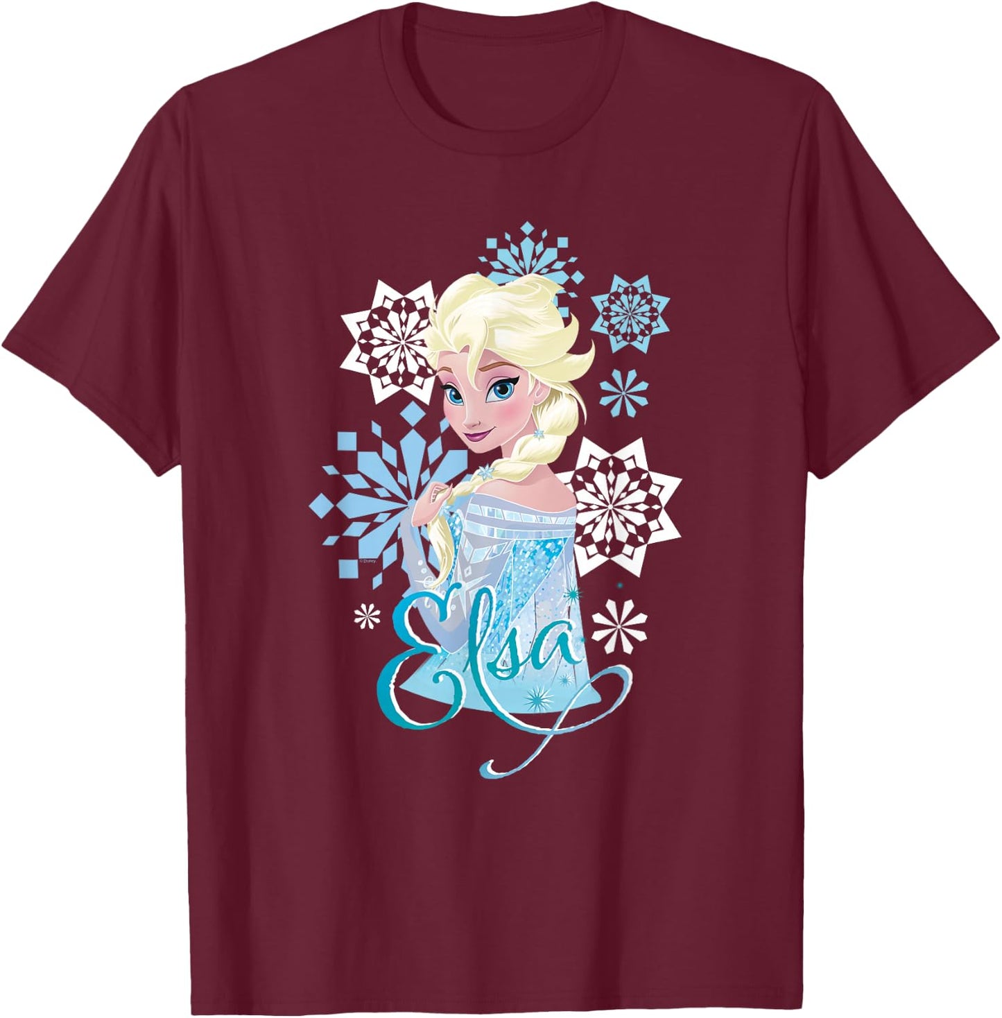 Frozen Elsa Snowflakes T-Shirt - T-Shirt | Maroon