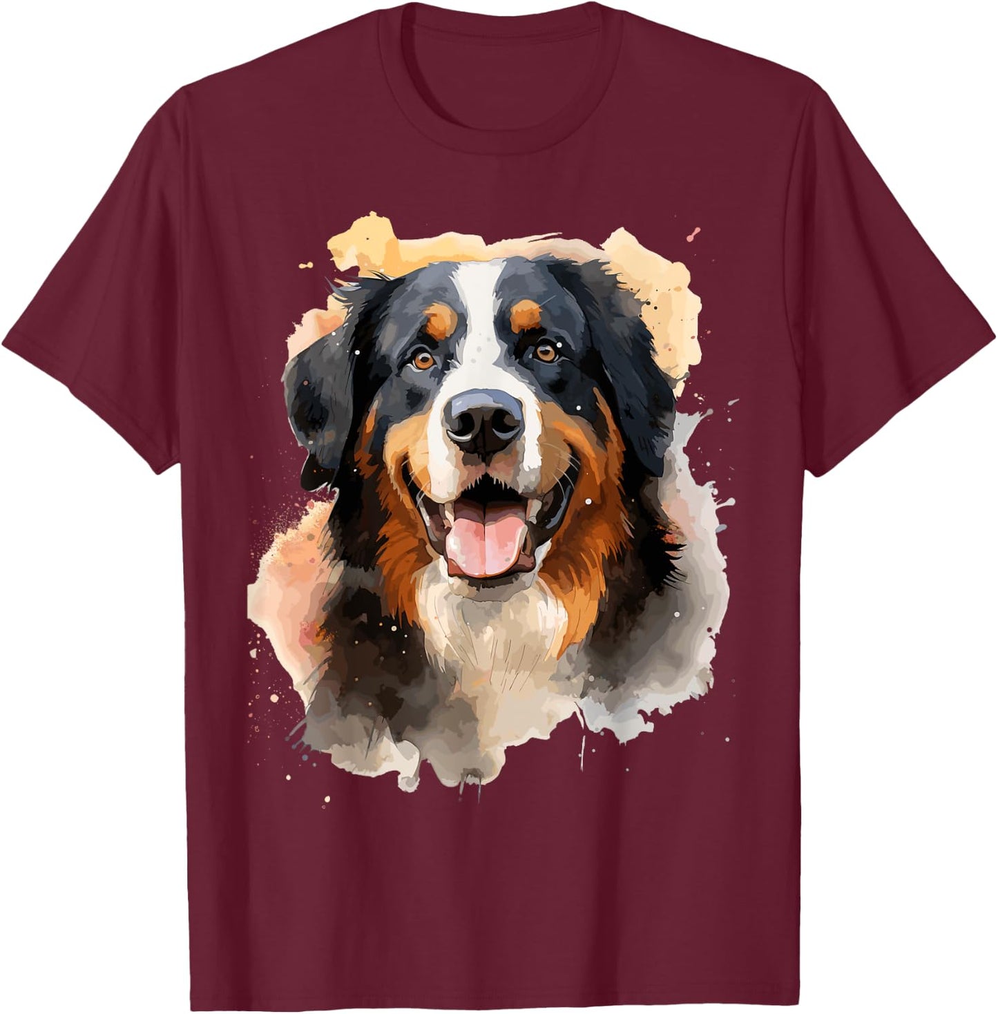 Bernese Mountain Dog Lovers Pop Art Bernese Mountain Dog T-Shirt - T-Shirt | Maroon