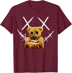 Niedlicher großer Regenbogen-Teddybär mit Stacheldraht-Gesicht T-Shirt - T-Shirt | Maroon