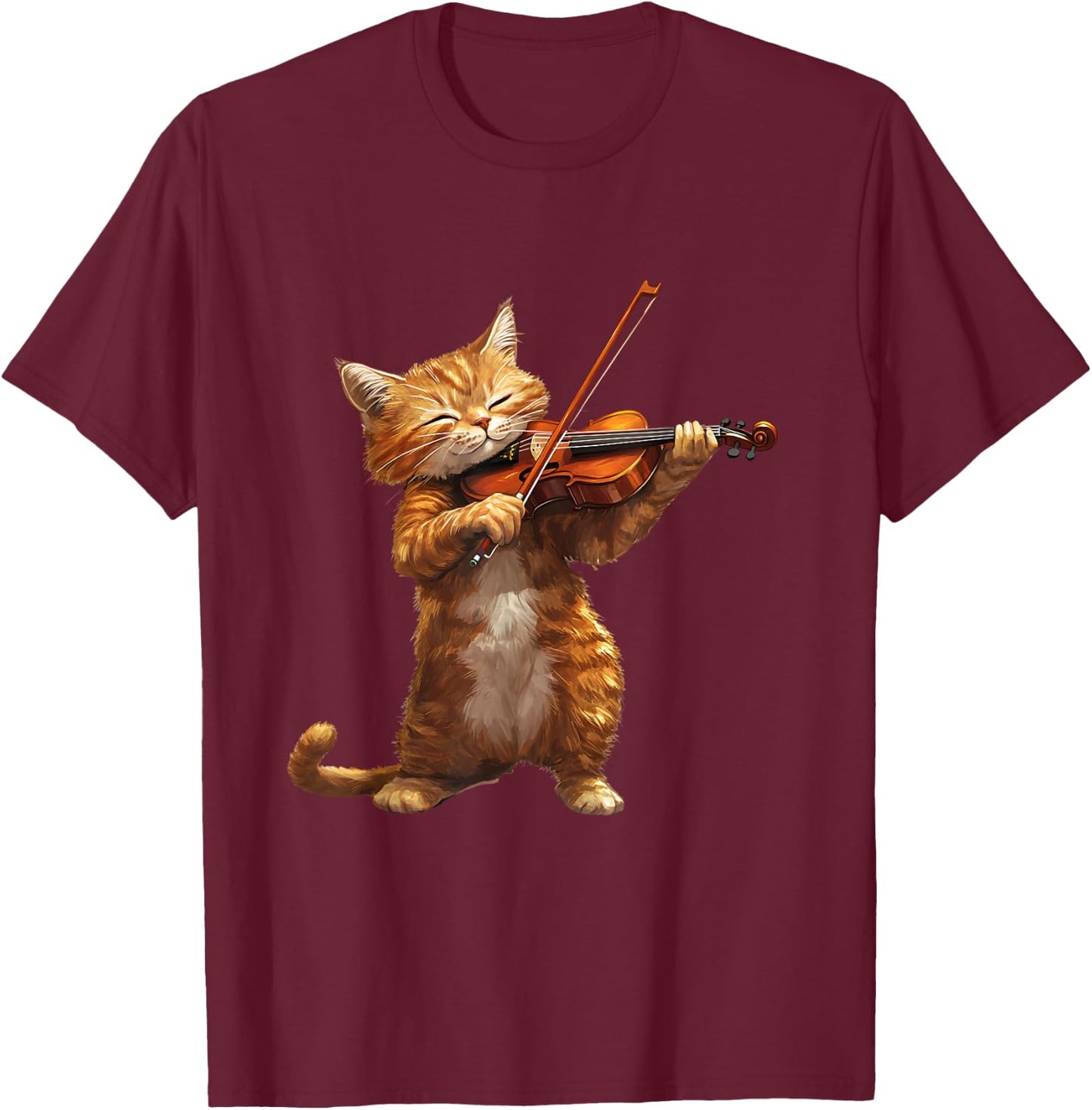 Funny Cat playing Violin for Cat and Violins lovers Music T-Shirt - T-Shirt | Maroon