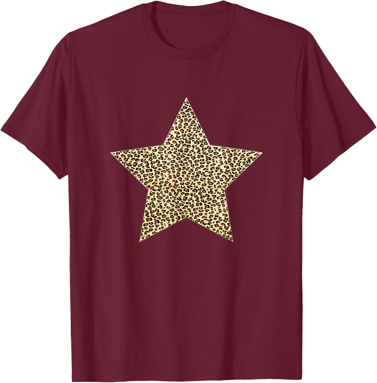 Star Shape - Cute Cheetah Leopard Print Graphic T-Shirt - T-Shirt | Maroon
