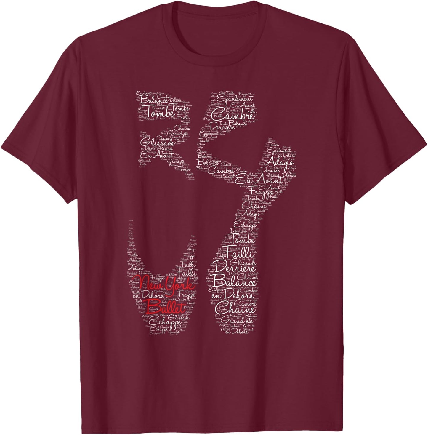 New York Ballet Pointe Shoe T-Shirt - T-Shirt | Maroon