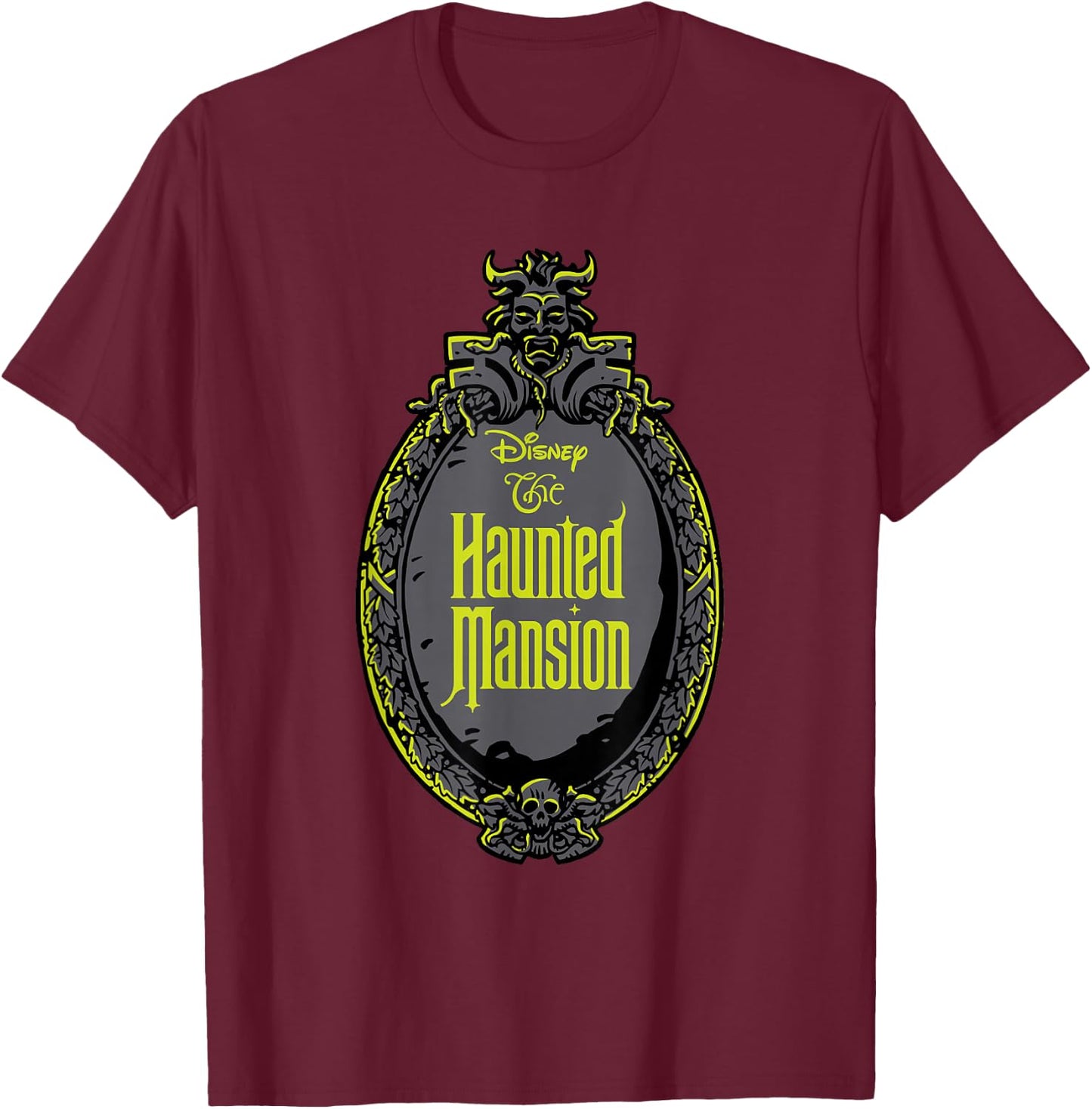 The Haunted Mansion Iconic Haunted Mirror Logo T-Shirt - T-Shirt | Maroon