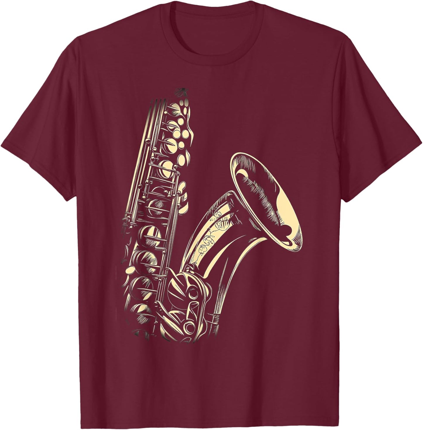 Saxophone Music Instrument Motif Illustration Saxophone T-Shirt - T-Shirt | Maroon