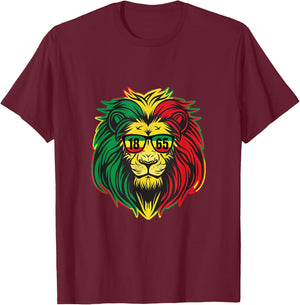 Lion juneteenth Shirt Women Dress Black History Freedom 1865 T-Shirt - T-Shirt | Maroon