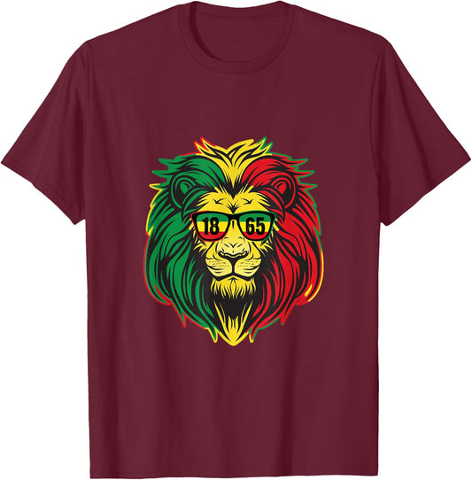 Lion juneteenth Shirt Women Dress Black History Freedom 1865 T-Shirt - T-Shirt | Maroon