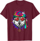 Tie Dye Hippie Wolf Hippiness Peace Love Wolf T-Shirt - T-Shirt | Maroon