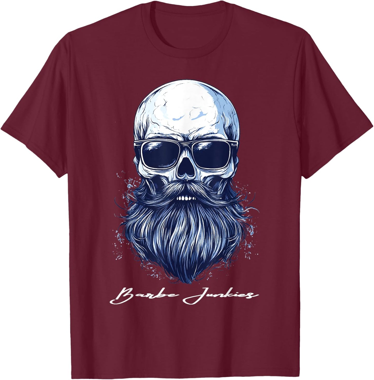 Beard Bearded Skull Skull Gift , Black, S T-Shirt - T-Shirt | Maroon