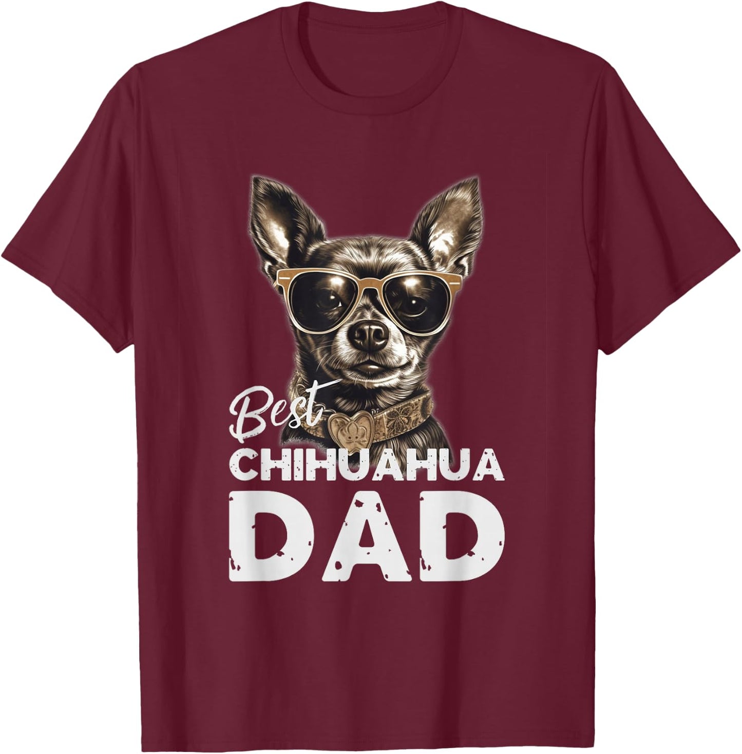 Herren bester Chihuahua Hundepapa Geschenke für Hundehalter T-Shirt - T-Shirt | Maroon