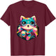 Kawaii Cat Hero - Cute Anime Superhero , Small, Black T-Shirt - T-Shirt | Maroon