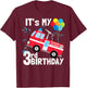 It's My 3rd Birthday Fire Truck 3 Birthday Boy Gift T-Shirt - T-Shirt | Maroon