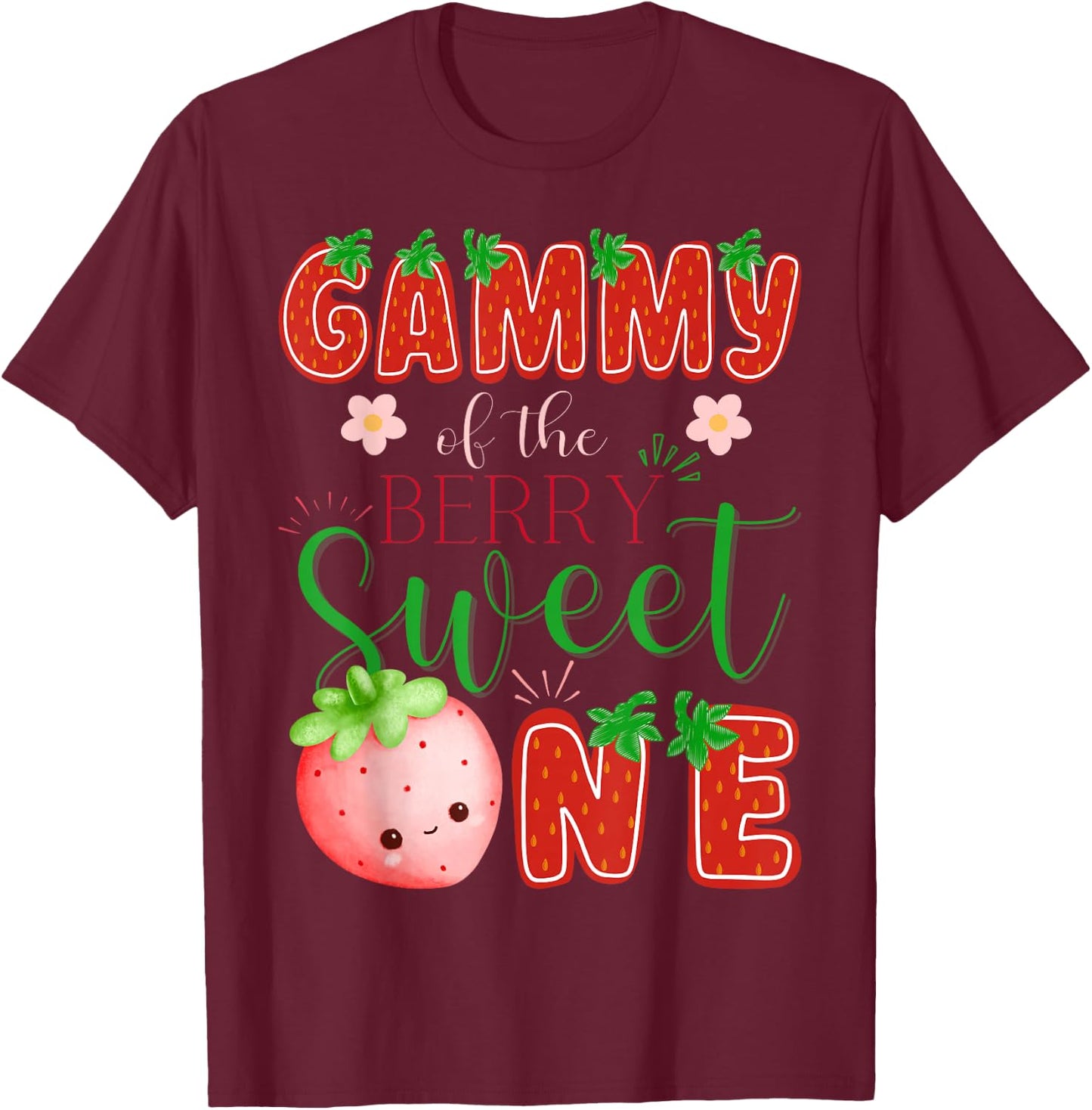 Gammy Of The Berry Sweet One 1St Birthday Strawberry T-Shirt - T-Shirt | Maroon