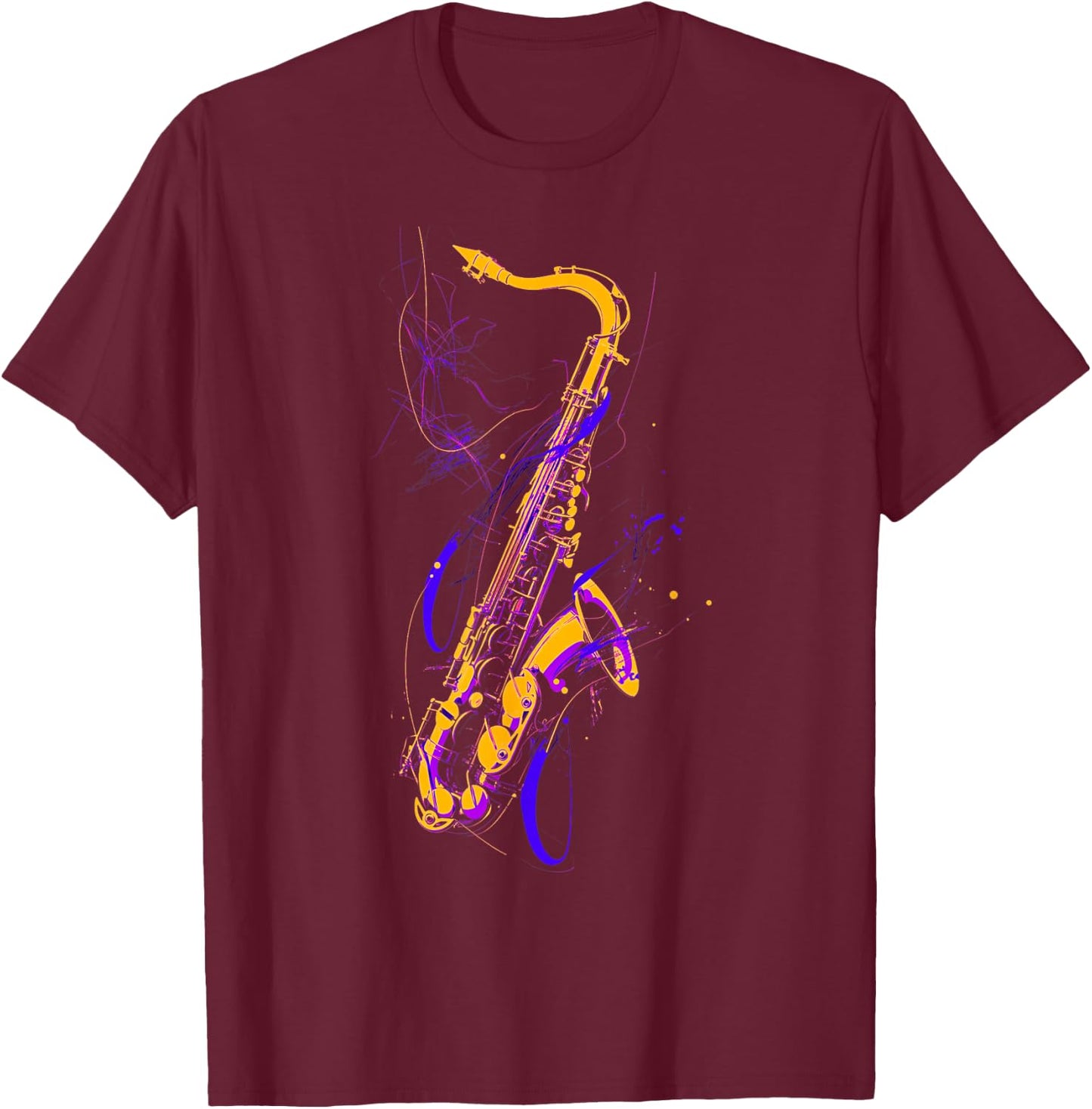 Saxophone , Black, S T-Shirt - T-Shirt | Maroon