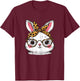 Easter Bunny Face Leopard Glasses Rabbit Women Girls Kids T-Shirt - T-Shirt | Maroon