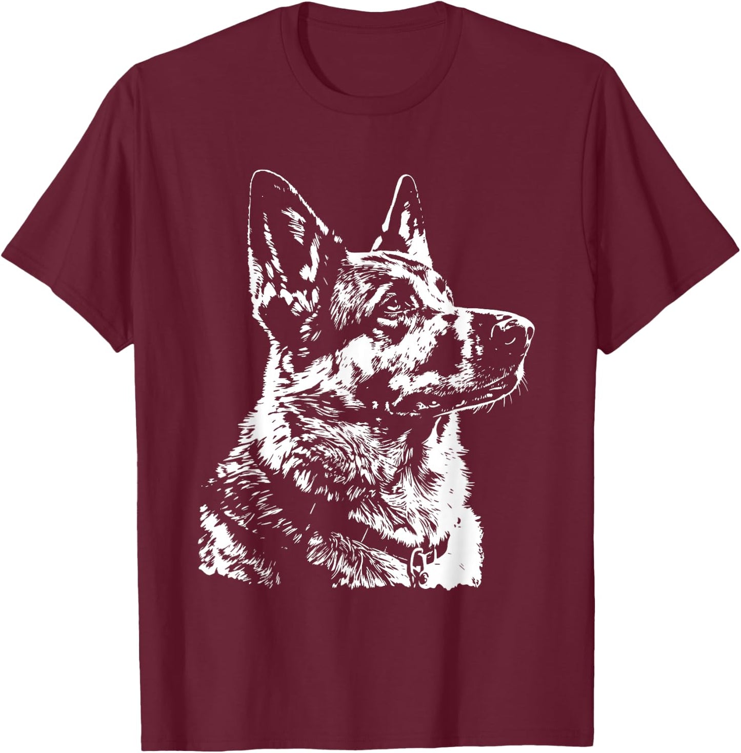 German Shepherd Drawing Shepherd Picture German Shepherd T-Shirt - T-Shirt | Maroon