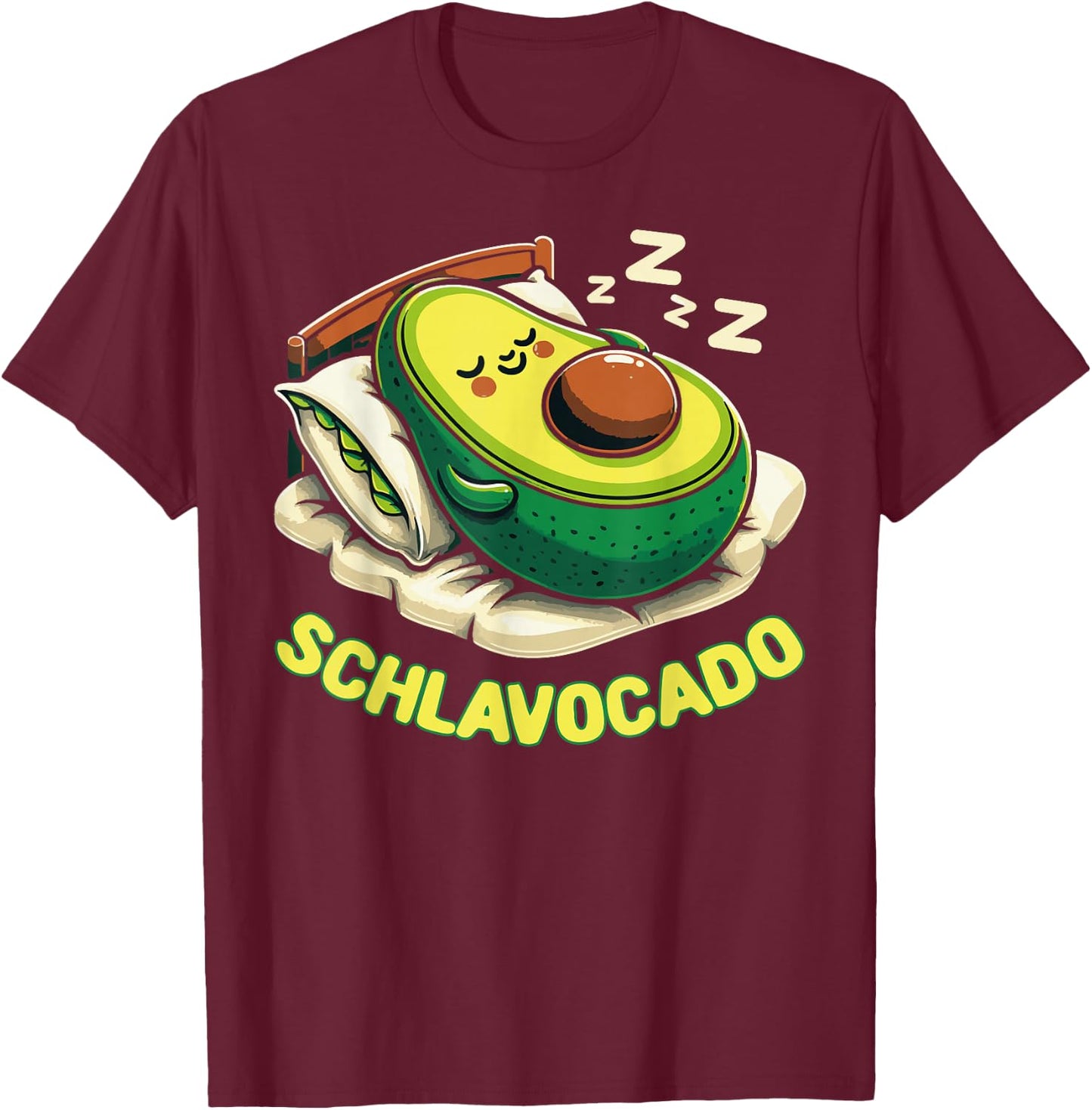Schlavocado Pyjama Nachthemd Schlafanzug Schlaf Avocado T-Shirt - T-Shirt | Maroon