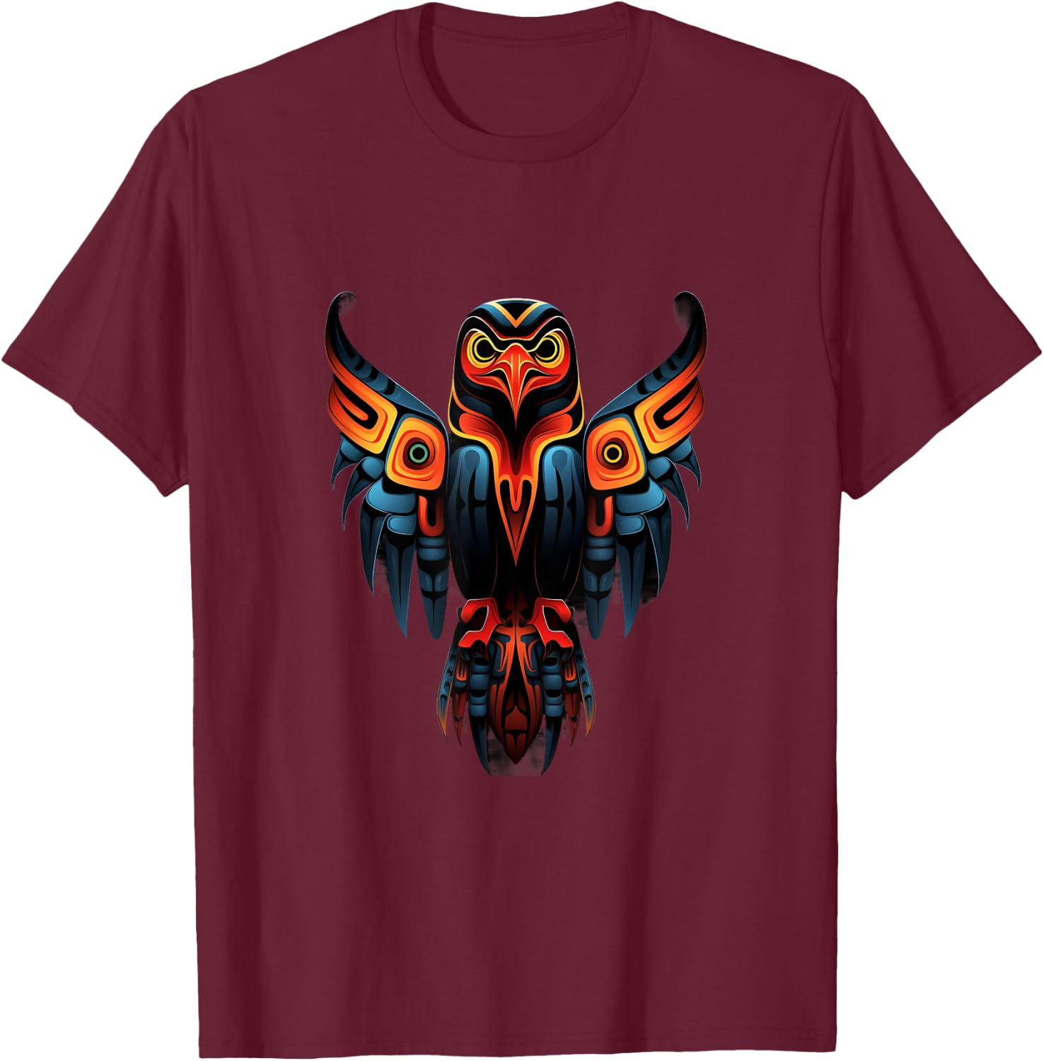 Eagle Haida Totem Art Indian Indigenous Tribal , black T-Shirt - T-Shirt | Maroon