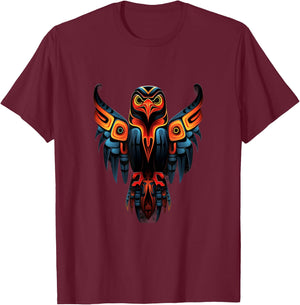 Eagle Haida Totem Art Indian Indigenous Tribal , black T-Shirt - T-Shirt | Maroon