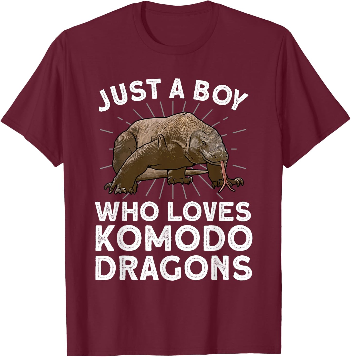 Funny Komodo Dragon Design For Boys Men Dragon Lizard Lovers T-Shirt - T-Shirt | Maroon