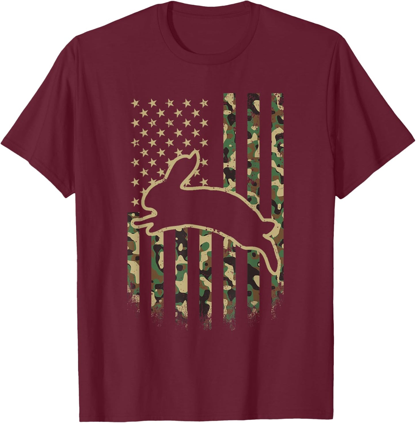 American Flag Camo Camouflage Bunny Rabbit Easter Patriotic T-Shirt - T-Shirt | Maroon