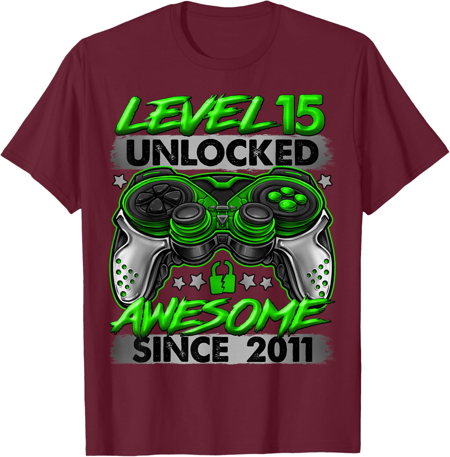 Level 15 Unlocked 15 Year Old Gifts Boys 15th Birthday Boy T-Shirt - T-Shirt | Maroon