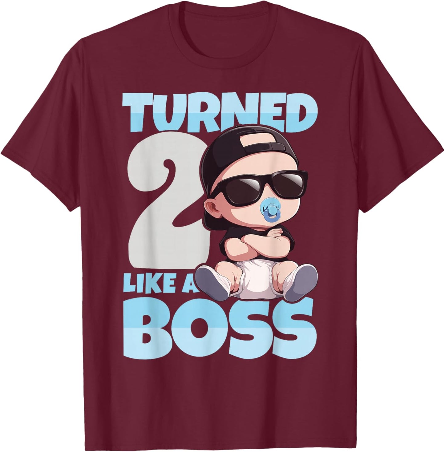 Baby 2nd Birthday Boy Girl 2 Years Like a Boss Kids T-Shirt - T-Shirt | Maroon