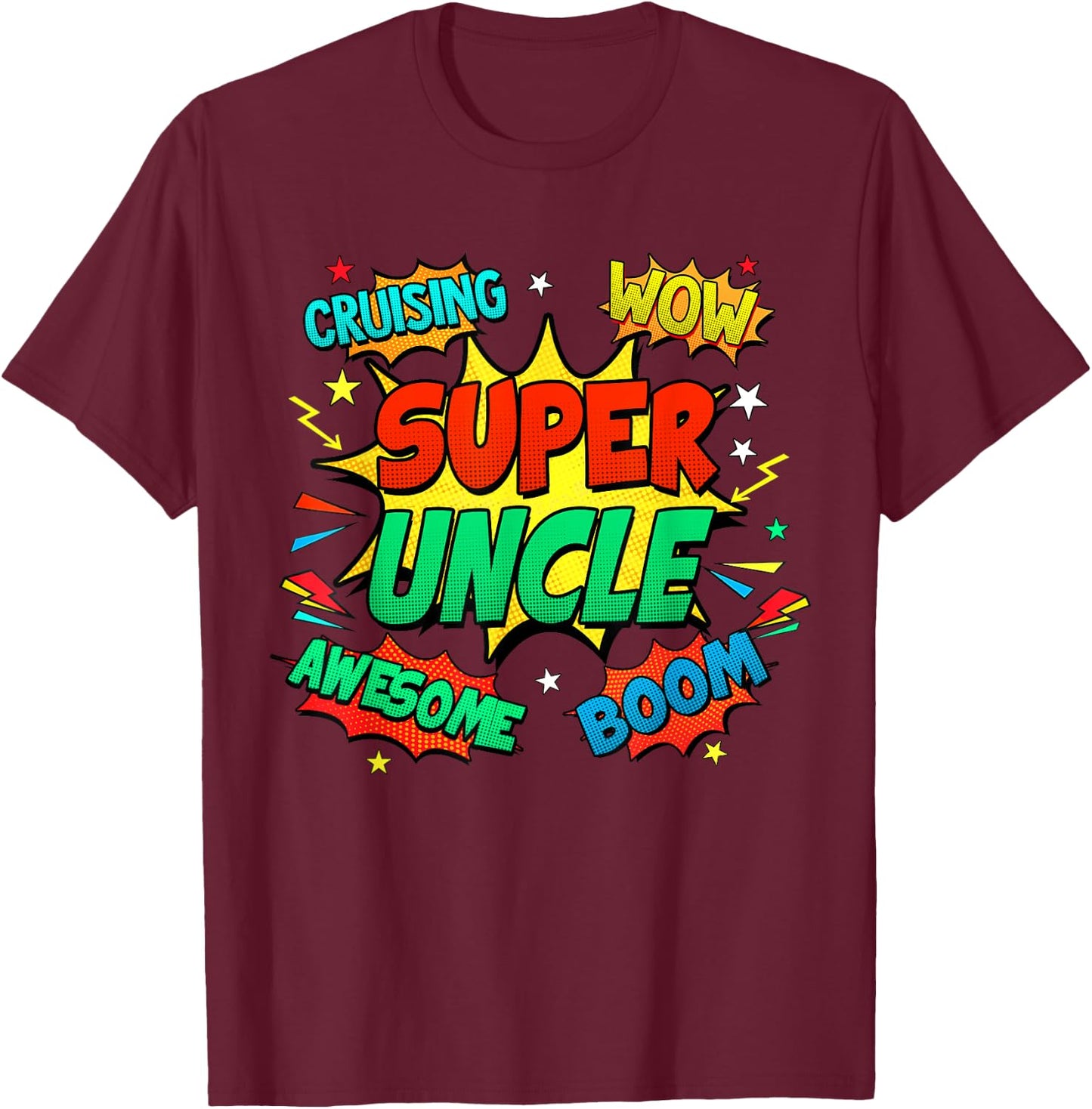 Superhero Uncle Costume Comic Book Birthday T-Shirt - T-Shirt | Maroon