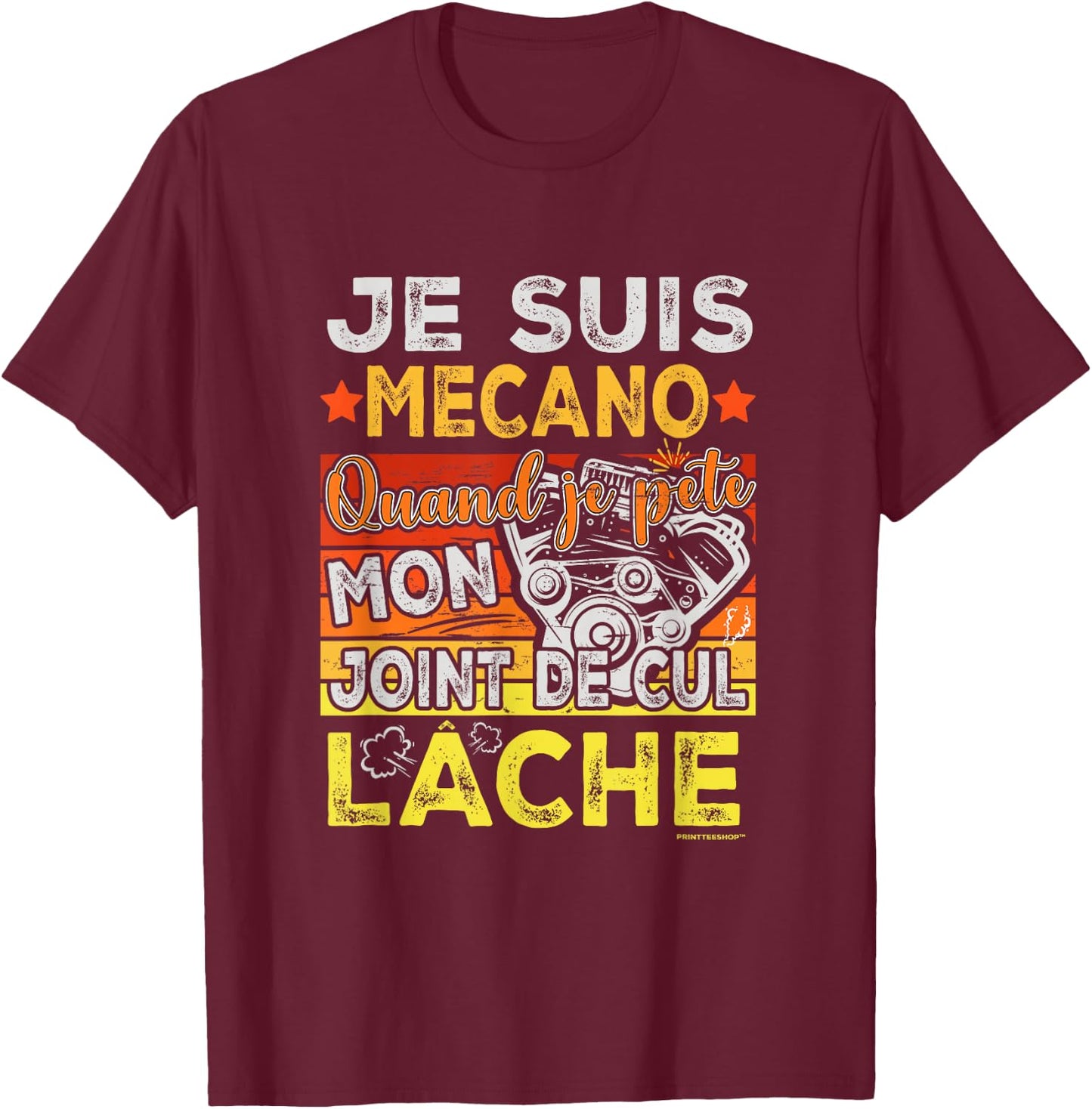 Mechanic Humour Mechanical Cylinder Head Gasket – Man Mécano , Black, S T-Shirt - T-Shirt | Maroon
