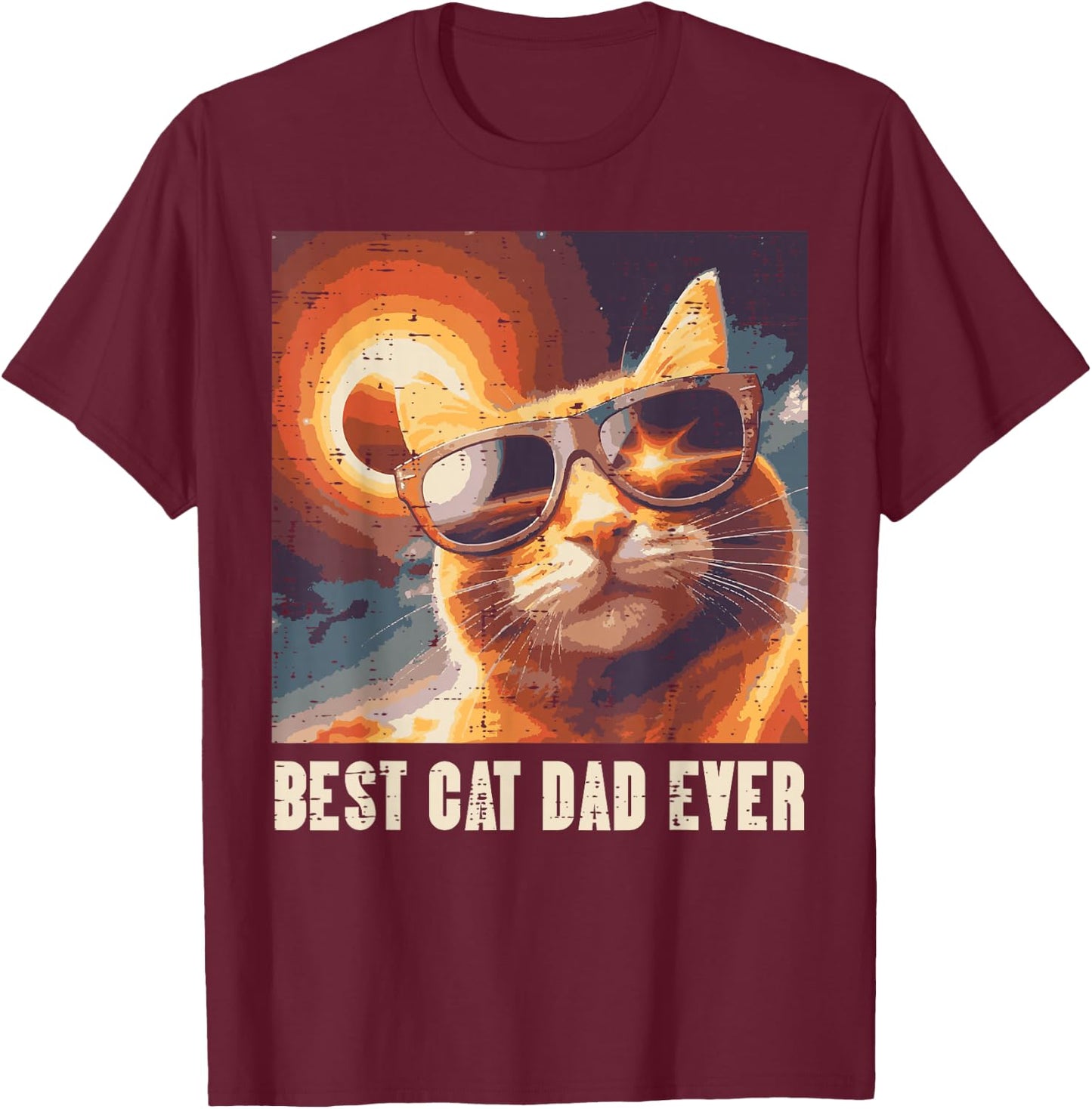 Fathers Day Best Cat Dad Ever Funny Fur Daddy Papa Kitty Pet T-Shirt - T-Shirt | Maroon