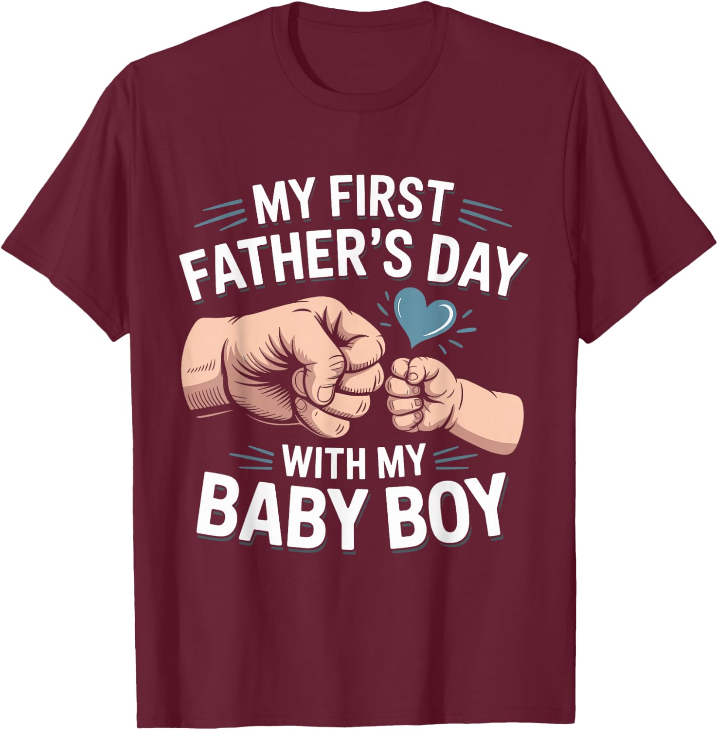 Mein erster Vatertag Baby Junge Erstes Mal Papa Neugeborener Sohn T-Shirt - T-Shirt | Maroon