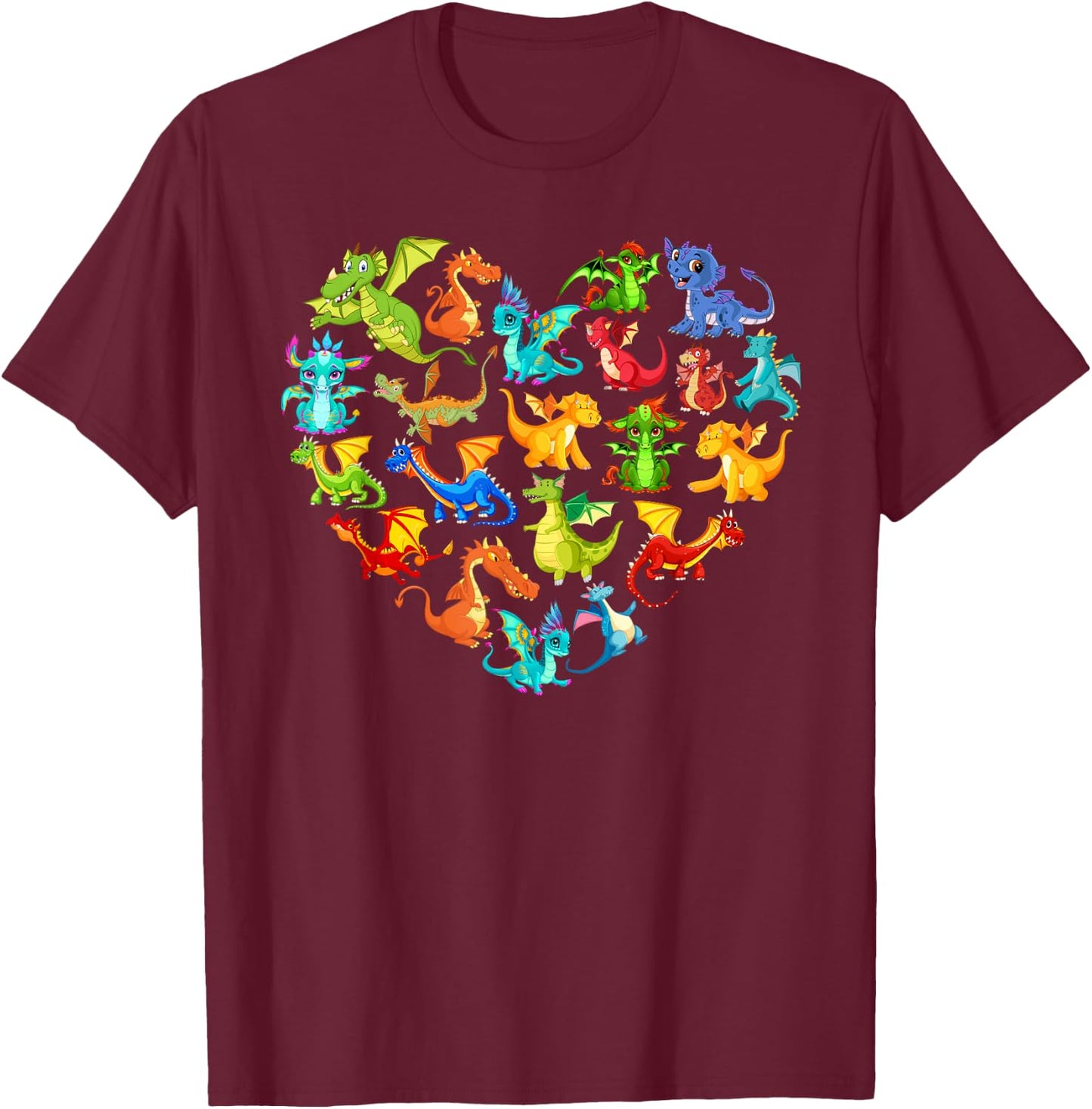 Dragon Lover Heart , Girls, Kids. Dragon , black T-Shirt - T-Shirt | Maroon