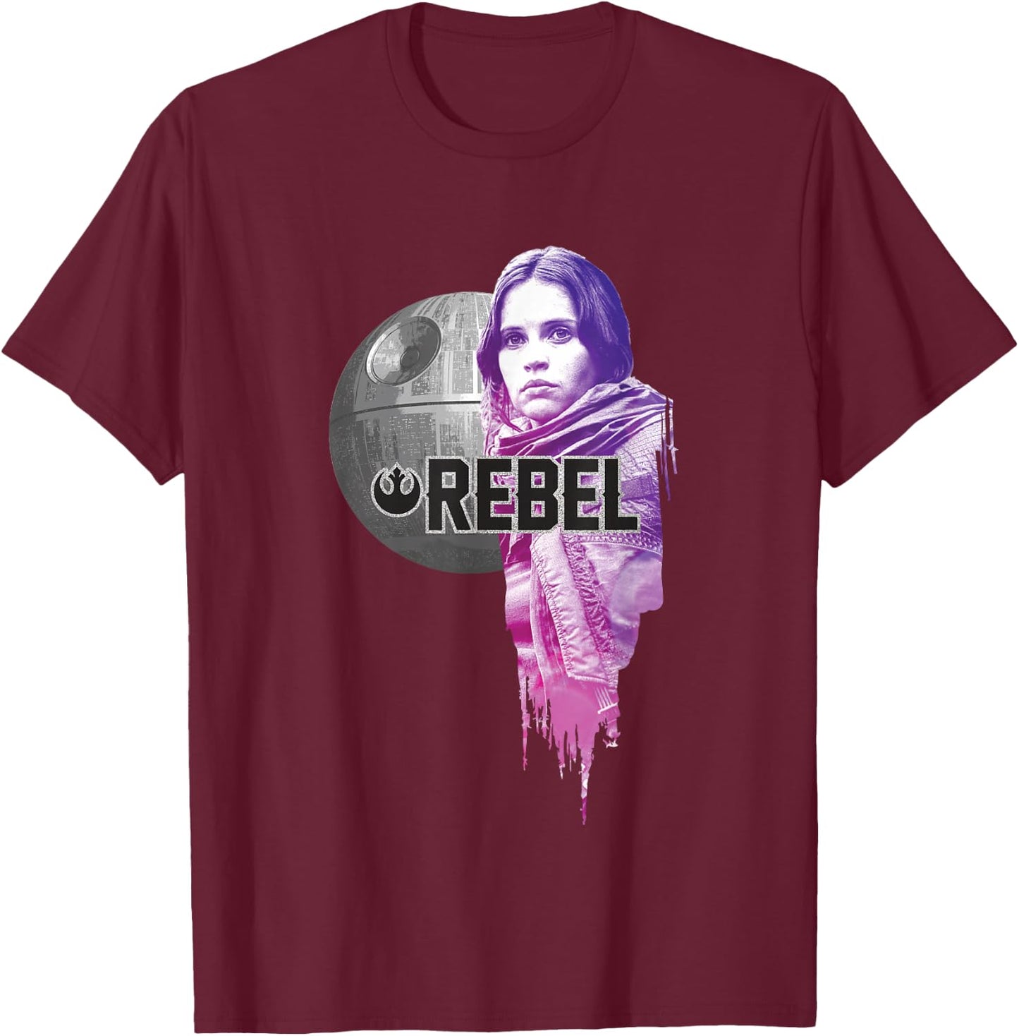 Star Wars Rogue One Iconic Jyn Erso Rebel Big Chest Portrait T-Shirt - T-Shirt | Maroon