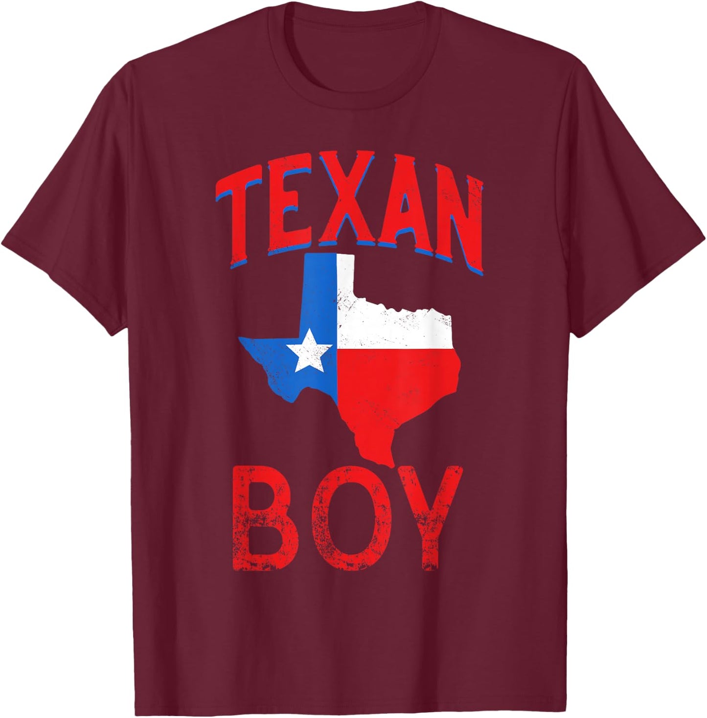 Texan Boy Proud Vintage Texas Flag T-Shirt - T-Shirt | Maroon