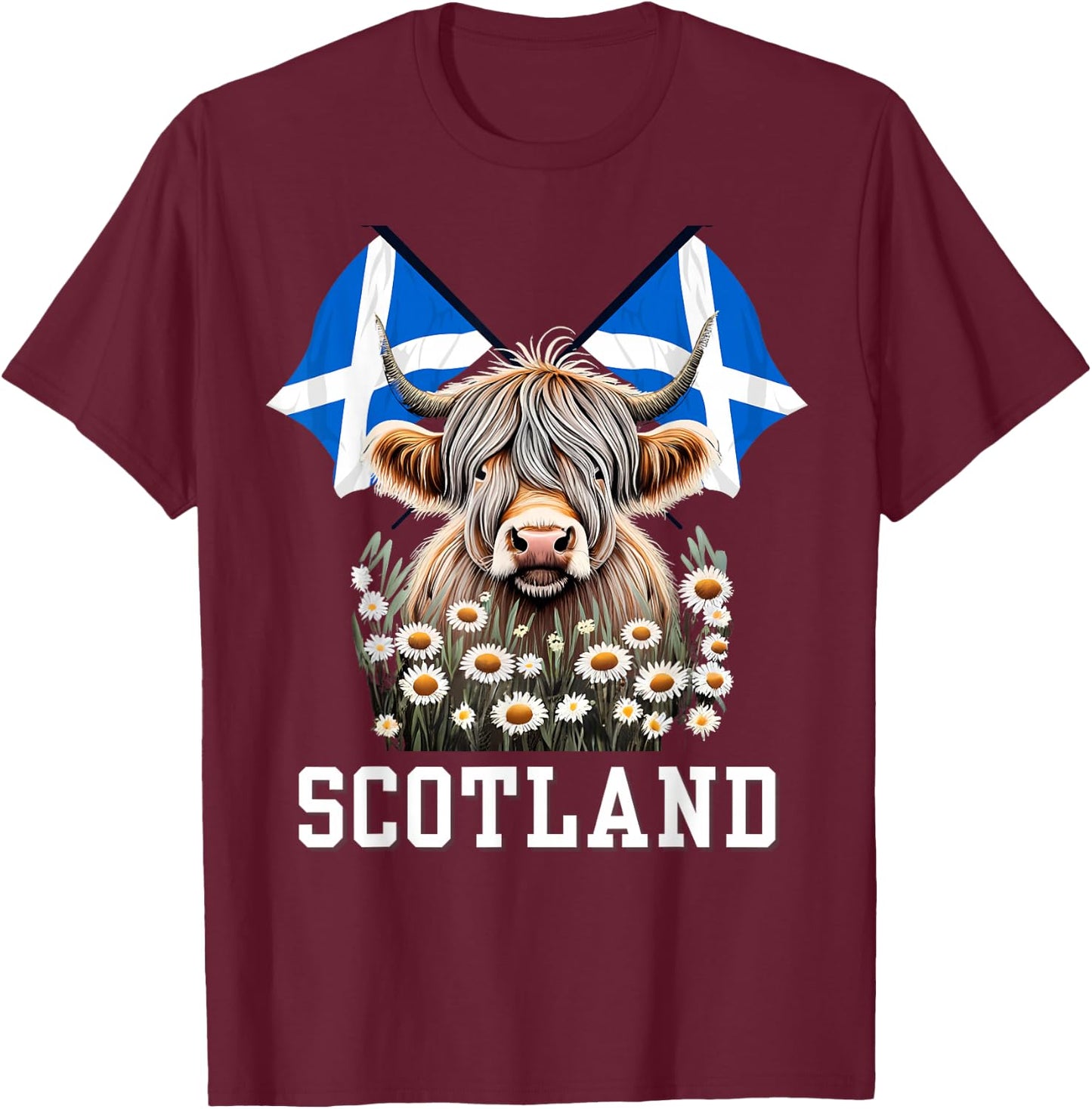 Scotland Scottish Highland Cow Scottish Ancestry Vacation T-Shirt - T-Shirt | Maroon