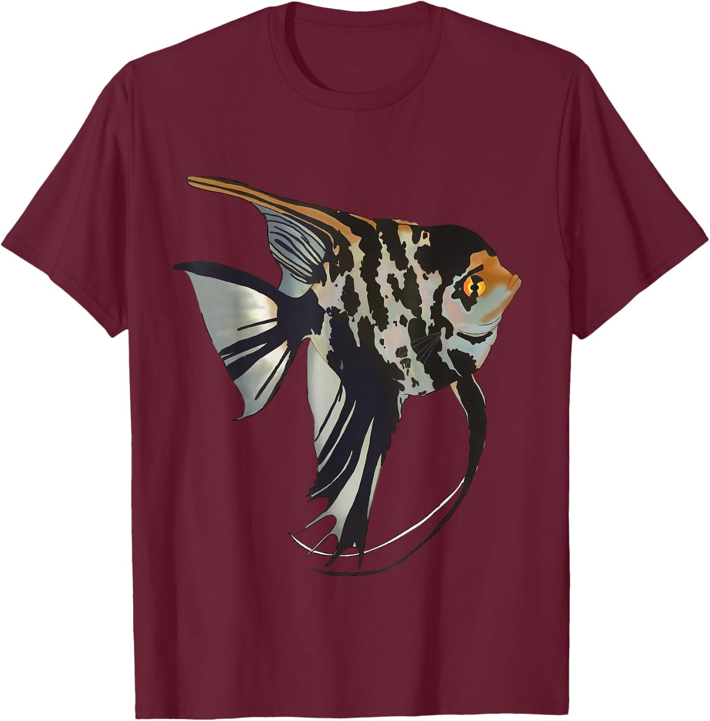 Marbled Freshwater Angelfish T-Shirt - T-Shirt | Maroon
