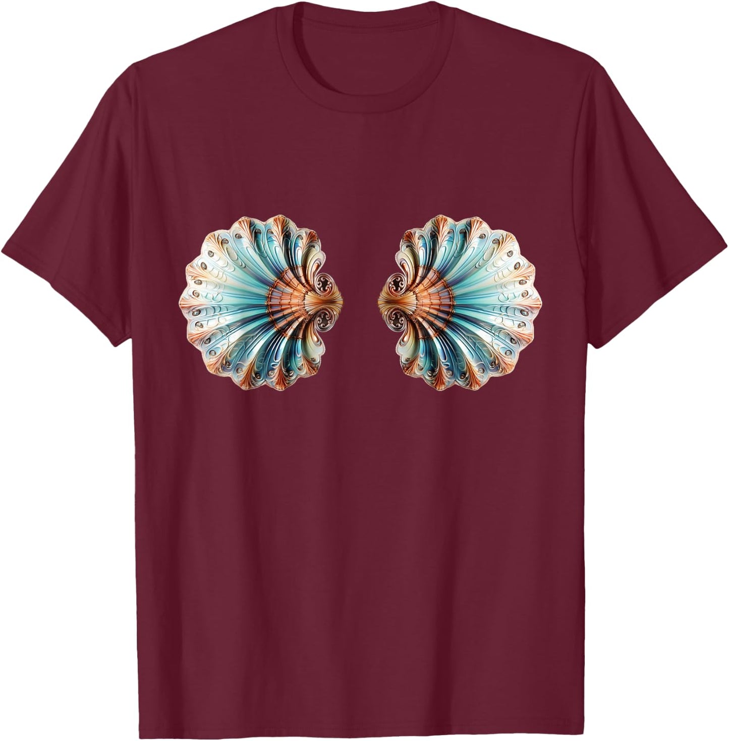 Mermaid, sea shell, bikini, bra, costume, Halloween, party T-Shirt - T-Shirt | Maroon