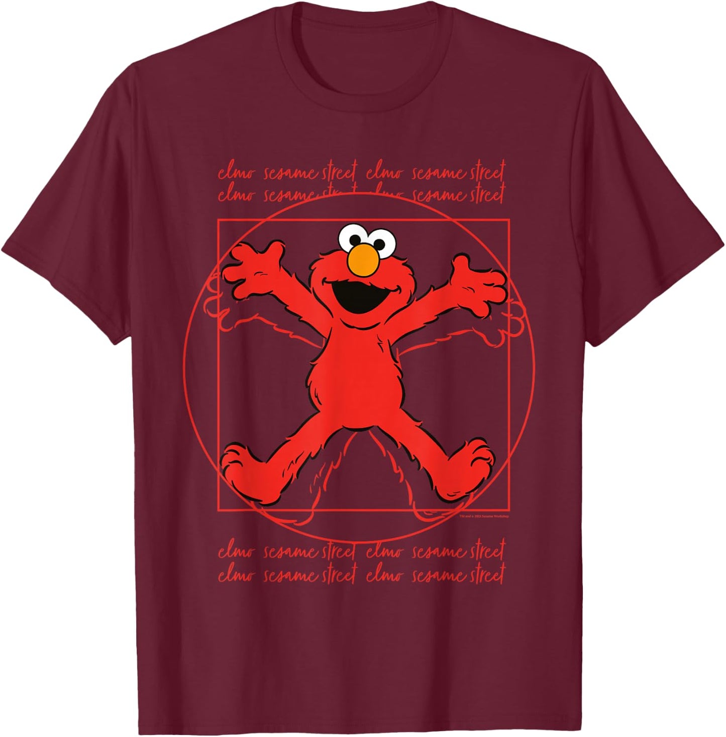Sesamstraße - Elmo Michel Angelo Anatomie T-Shirt - T-Shirt | Maroon