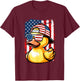 Rubber Duck American Flag 4th Of July Funny Sunglasses Duck Women Kids Men T-Shirt - T-Shirt | Maroon